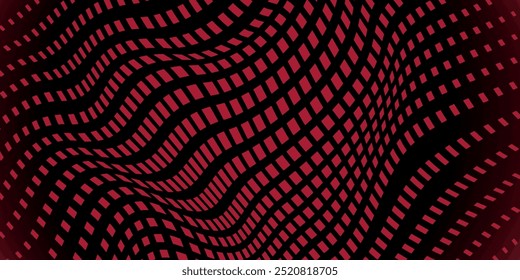 Checkered Halftone Pattern Vector Angled Border Red Dark Blue Abstract Background. Chequered Rounded Square Dots Subtle Texture Pop Art Graphic Design. Half Tone Contrast	