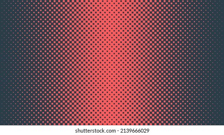 Checkered Halftone Pattern Vector Vertical Line Border Red Blue Abstract Background. Chequered Rounded Square Dots Subtle Texture Pop Art Graphic Design. Half Tone Contrast Minimal Art Wide Wallpaper