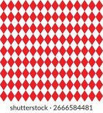 Checkered harlequin diamond seamless background pattern vector in red and white. Geometric rhombus pattern background. Harlequin check wallpaper. Retro color concept. Vector Illustrator. eps 10