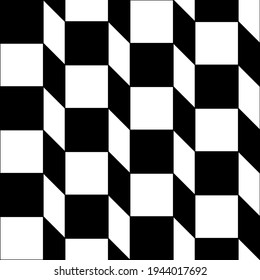 Checkered Harmonic Pattern. Vector Harmonic Chess Pattern.