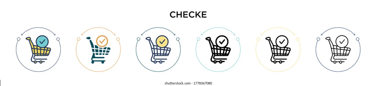 Checkered icon in filled, thin line, outline and stroke style. Vector illustration of two colored and black checkered vector icons designs can be used for mobile, ui, web