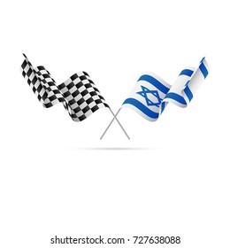 Checkered and Israel flags. Vector illustration.