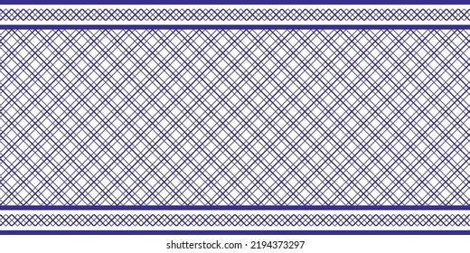 Checkered keffiyeh vector seamless pattern with geometric motif. Traditional Middle Eastern headdress. 
Navy blue and white. Backgrounds and textures shop.