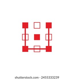Karierter Buchstabe U, Logo-Symbol für einfache Vektorgrafik