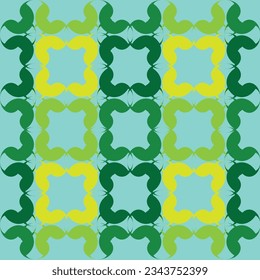Checkered motif formed by curved shapes on a light green background color