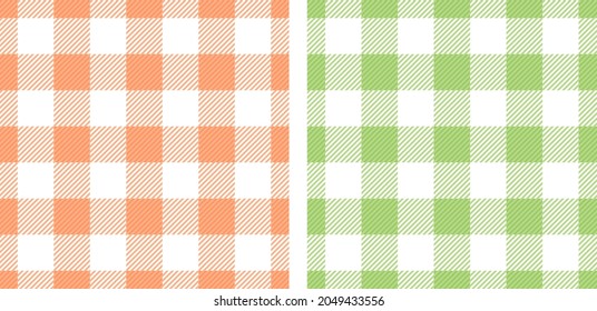 Checkered napkin stripes cells simple seamless paterns vector set. Gingham tartan flannel textile print for shirt. Crossed stripes blanket texture.