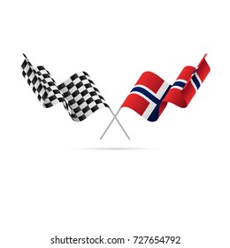 Checkered and Norway flags. Vector illustration.