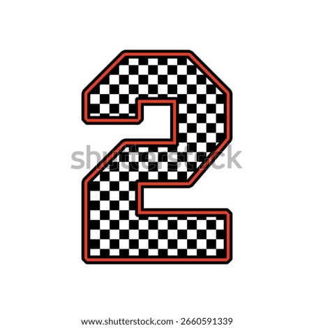Checkered Number Two with Red Border