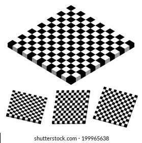 Checkered objects, checkered boards