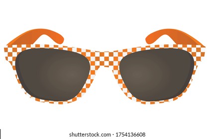 Checkered orange sunglasses. vector illustration