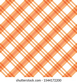 Checkered orange and white check pattern background,vector illustion,Gingham