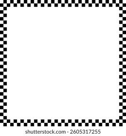 Checkered outline frame. Classic black squares. Minimal corner design. Vector empty border.