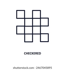 checkered outline icon.  Thin line icon from commerce collection. Editable vector isolated on white background