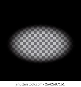 Checkered oval background. Transparency pattern grid. Chess ellipse vector. Black fade design.