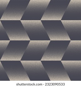 Checkered Parallelogram Seamless Pattern Vector Dot Work Abstract Background. Chequered Chevron Endless Dynamic Abstraction Textile Design Fabric Print Repetitive Wallpaper. Half Tone Art Illustration