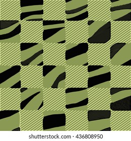 Checkered pattern with animal print together vector print