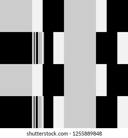 Checkered Pattern. Blocks Background With Stripes. Gray Rhythmic Structure With Rectangular Shapes. Vector Seamless Checkered Pattern. Abstract Geometric Background. Bauhaus Style Design. 