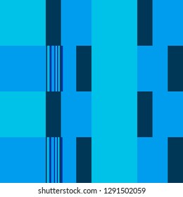 Checkered Pattern. Blocks Background With Stripes. Vector Seamless Checkered Pattern. Rhythmic Structure With Rectangular Shapes. Blue Abstract Geometric Background. Bauhaus Style Design. 