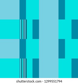 Checkered Pattern. Blocks Background With Stripes. Rhythmic Layout With Rectangular Shapes. Blue Vector Seamless Checkered Pattern. Abstract Geometric Background. Bauhaus Style Design. 