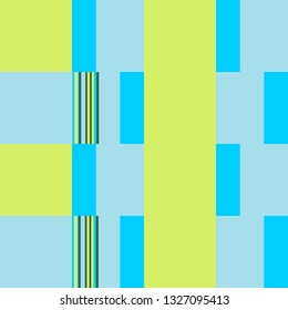 Checkered Pattern. Blocks Background With Stripes. Blue Vector Seamless Checkered Pattern. Rhythmic Structure With Rectangular Shapes. Abstract Geometric Background. Bauhaus Style Design. 