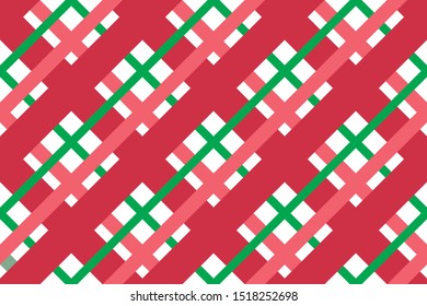 Checkered pattern. Christmas colors. Seamless background with crisscross diagonal lines. Vector illustration
