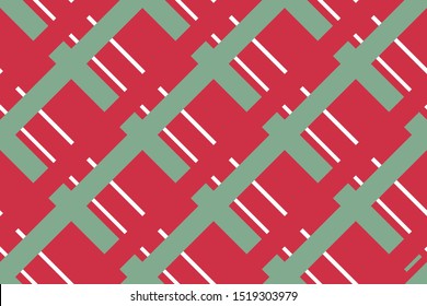 Checkered pattern. Christmas colors. Seamless background with crisscross diagonal lines. Vector illustration
