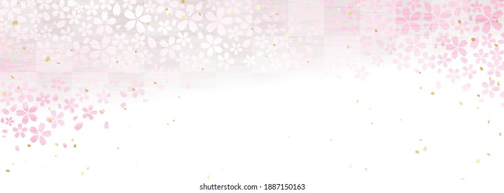 A checkered pattern is combined with the cherry blossoms that represent spring in Japan.
Horizontal background illustration