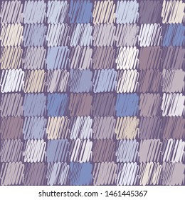 Checkered pattern consisting of square zigzags made with a careless brush. Colors of the winter landscape. Camouflage.