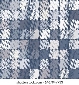 Checkered pattern consisting of square zigzags made with a careless brush. Colors of the winter landscape. Camouflage.