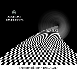 Checkered pattern in dark place walk way background, idea of the future in dimension. illustration vector eps10
