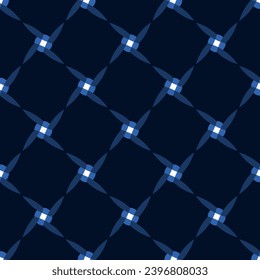 Checkered pattern diagonal line checks continuous background. Abstract diamonds texture elegant geometric motif shades of blue. Modern fabric design textile swatch allover print block. Vector graphic.