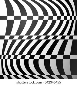 Checkered pattern with distortion effect. Vector art.