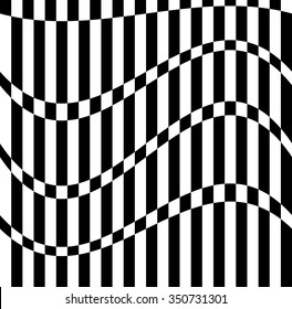 Checkered pattern with distortion. Vector art.