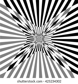 Checkered pattern with "fisheye" distortion. Monochrome texture with squares.