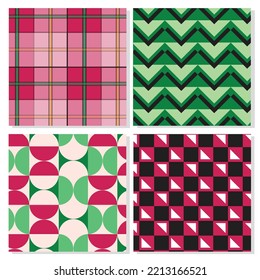checkered pattern geometric green crimson