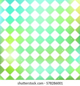 Checkered pattern on a blur green background. Vector illustration.