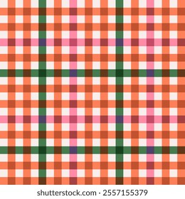 Checkered pattern with orang, green and pink color