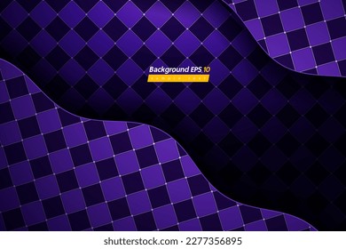 checkered pattern purple color background, curve ripple lines luxury design, abstract royal banner template, geometric boutique backdrop mockup for website, stage, card
