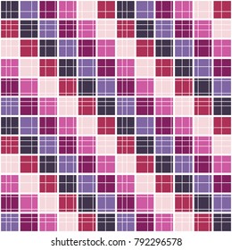 Checkered pattern in purple tones. Seamless pattern.