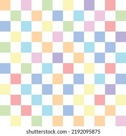 Checkered Pattern. Seamless Vector Background In Squares. Cute Pastel Green And Yellow Checkers, Gingham, Plaid, Aesthetic Checkerboard Wallpaper Vector Illustration.  Perfect For Wallpaper, Backdrop,