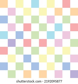 Checkered Pattern. Seamless Vector Background In Squares. Cute Pastel Green And Yellow Checkers, Gingham, Plaid, Aesthetic Checkerboard Wallpaper Vector Illustration.  Perfect For Wallpaper, Backdrop,