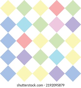 Checkered Pattern. Seamless Vector Background In Squares. Cute Pastel Green And Yellow Checkers, Gingham, Plaid, Aesthetic Checkerboard Wallpaper Vector Illustration.  Perfect For Wallpaper, Backdrop,