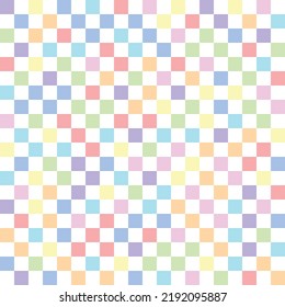 Checkered Pattern. Seamless Vector Background In Squares. Cute Pastel Green And Yellow Checkers, Gingham, Plaid, Aesthetic Checkerboard Wallpaper Vector Illustration.  Perfect For Wallpaper, Backdrop,