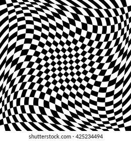 Checkered pattern with spiral, twirl, swirl distortion effect.