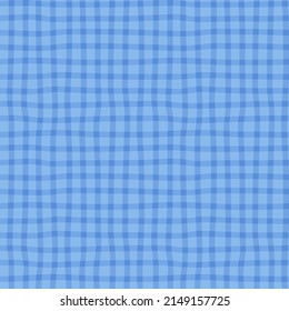 Checkered pattern for tablecloth. Blue plaid background. Seamless vector pattern.