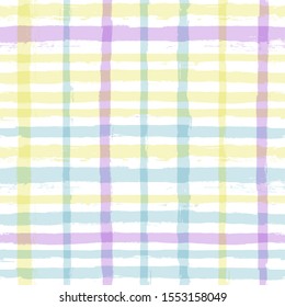 Checkered pattern. Tartan textile. Rainbow geometric lines vector illustration. Beautiful summer background. Trendy design template. Colorful childish element. Cute drawing kid.