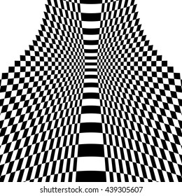 Checkered pattern with warp, distortion. abstract geometric illustration