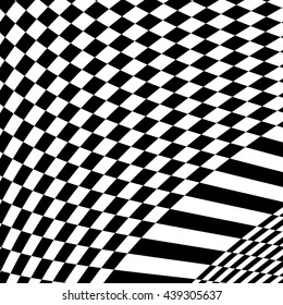 Checkered pattern with warp, distortion. abstract geometric illustration