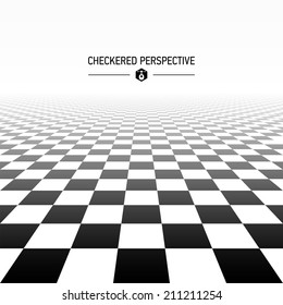 Checkered perspective background. Vector.