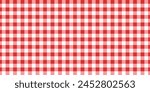 Checkered picnic plaid texture. Gingham or vichy pattern. Tablecloth, blanket, basket napkin or towel print. Italian pizzeria background. Wrapping paper or textile design. Vector flat illustration.